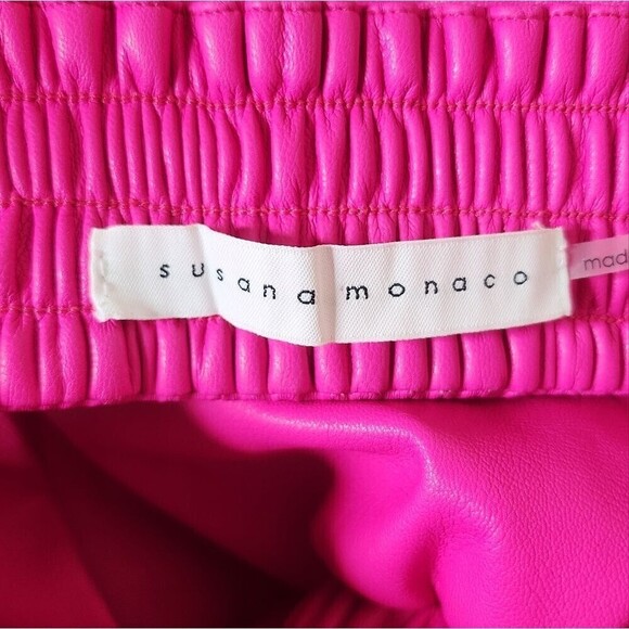 Susana Monaco Revolve women's faux leather cutout pull - on romper in pink Large - Picture 8 of 10